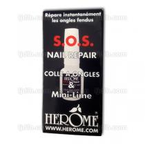 SOS Nail Repair Colle  Ongles & Mini-Lime Herme - Rpare instantanment les ongles fendus ! - Flacon 10ml