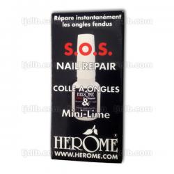SOS Nail Repair Colle à Ongles & Mini-Lime Herôme - Répare instantanément les ongles fendus ! - Flacon 10ml